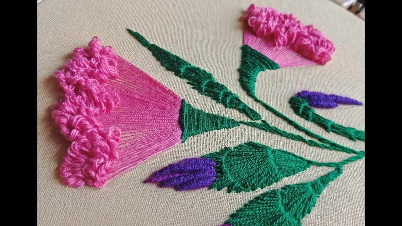 Hand Embroidery: Carnation flower II Carnation Flower Stitch