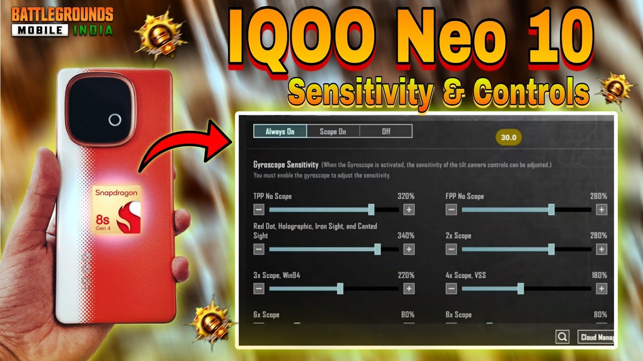 iQOO Neo 10 bgmi Sensitivity 🔥 iQOO Neo 10 Best sensitivity and control 🔥 iQOO Neo 10 Gaming review 