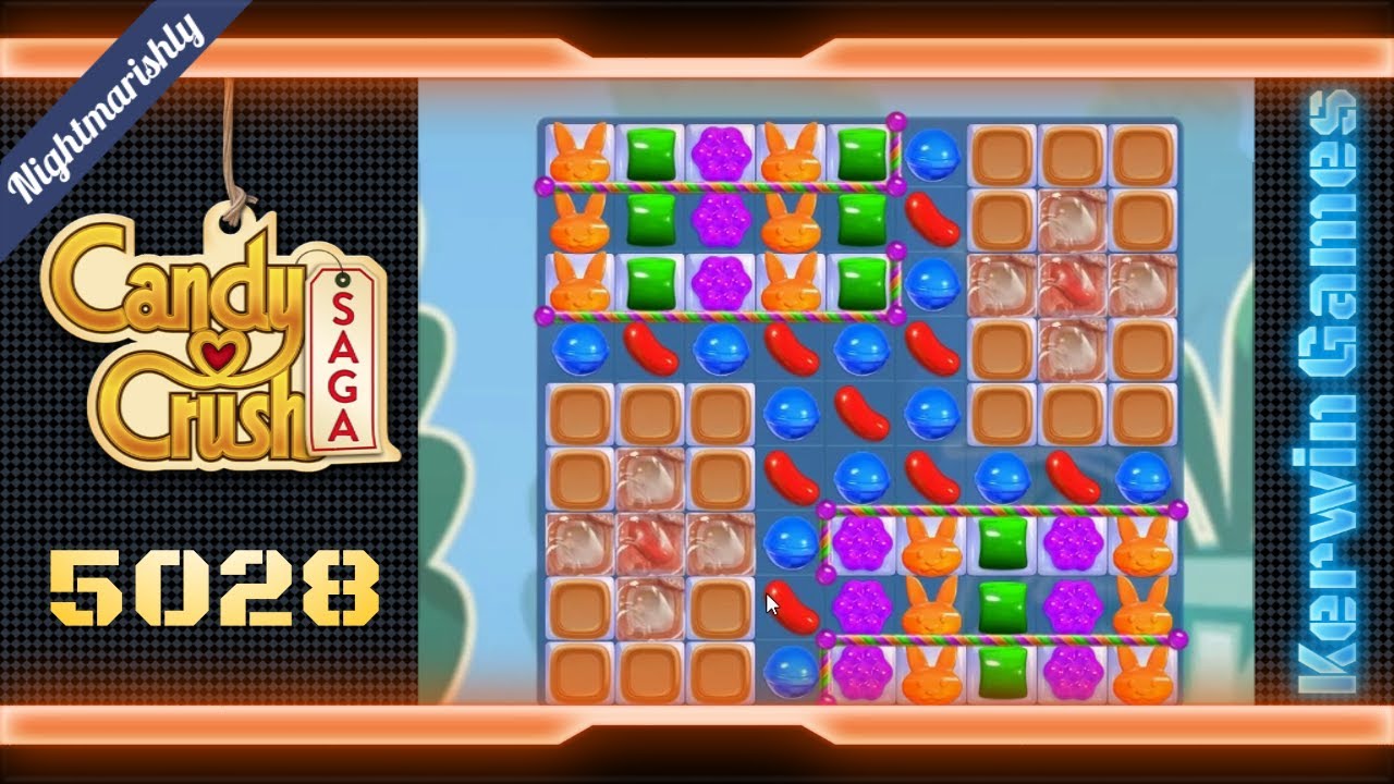 Candy Crush Saga Level 5028 - Nightmarishly Hard Level - No Boosters