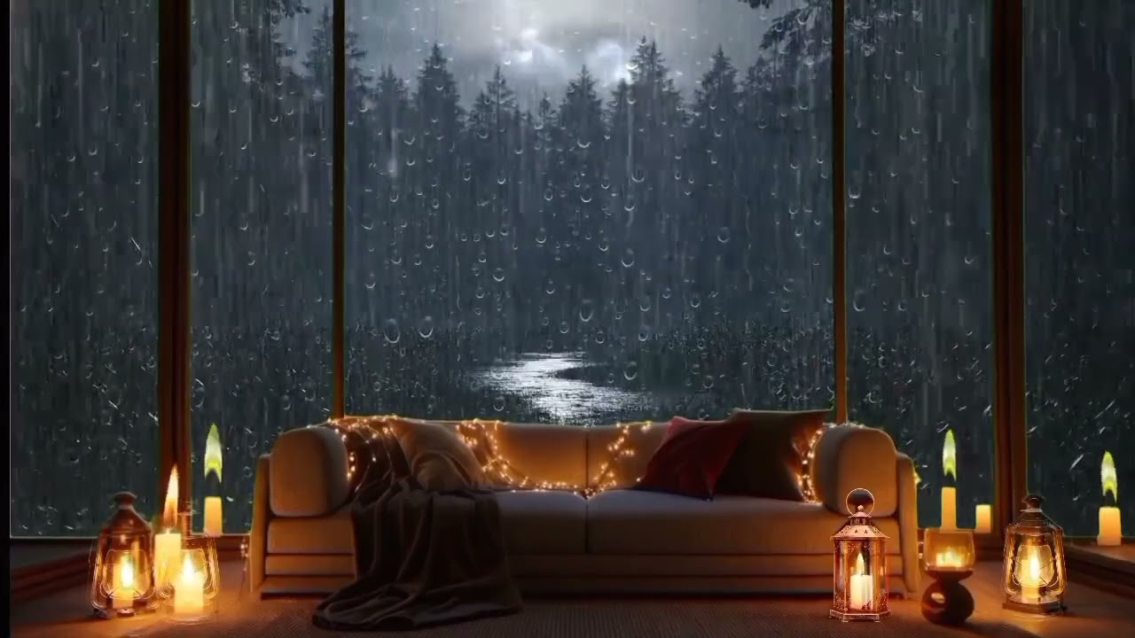 Rainstorm and Distant Thunder | Quiet Cozy Night Indoors | rain sounds for sleep USA