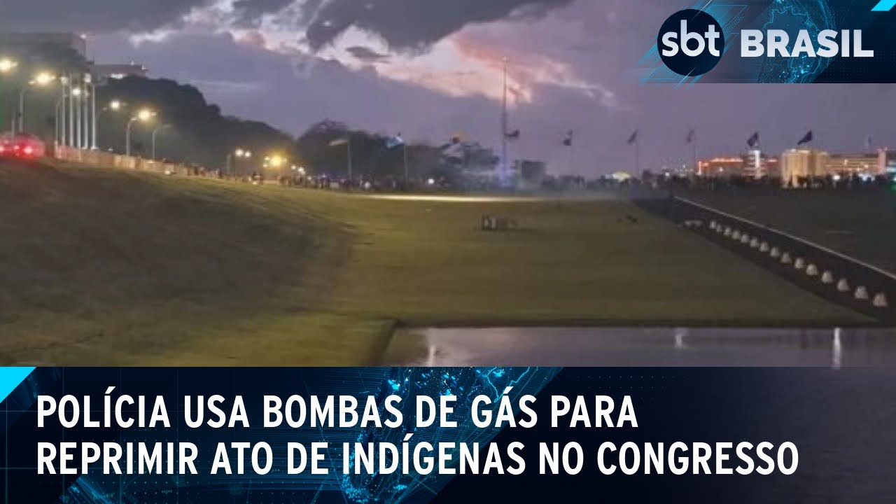 Protesto de indígenas causa tumulto em frente ao Congresso Nacional | SBT Brasil (10/04/25)