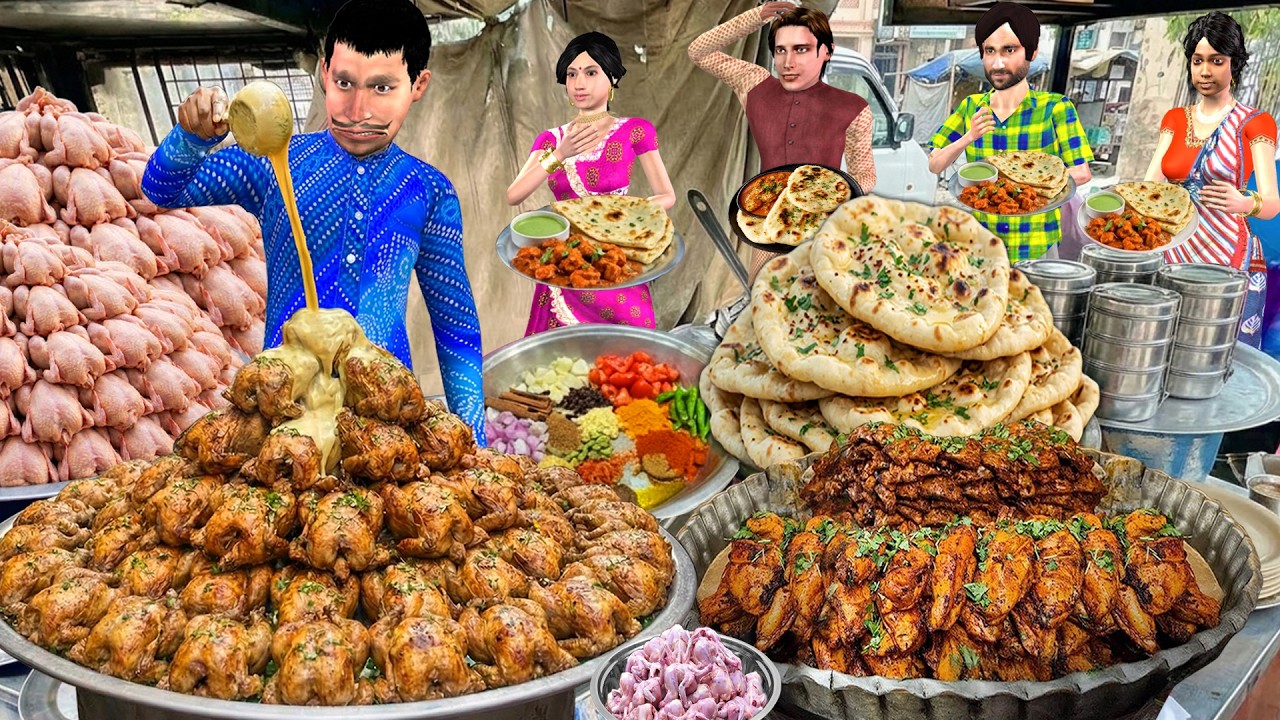 Butter Chicken Naan Tasty Street Food Butter Chicken Garlic Naan Comedy Hindi Kahaniya Moral Stories