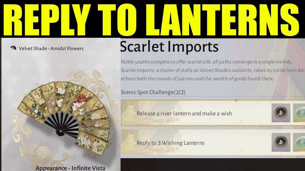 Where winds meet - reply to 3 wishing lanterns | how to unlock velvet shade