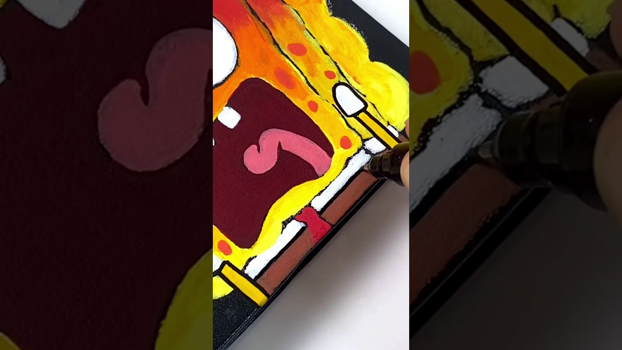 Drawing SpongeBob with Posca Markers! Custom Sketchbook! (#Shorts)