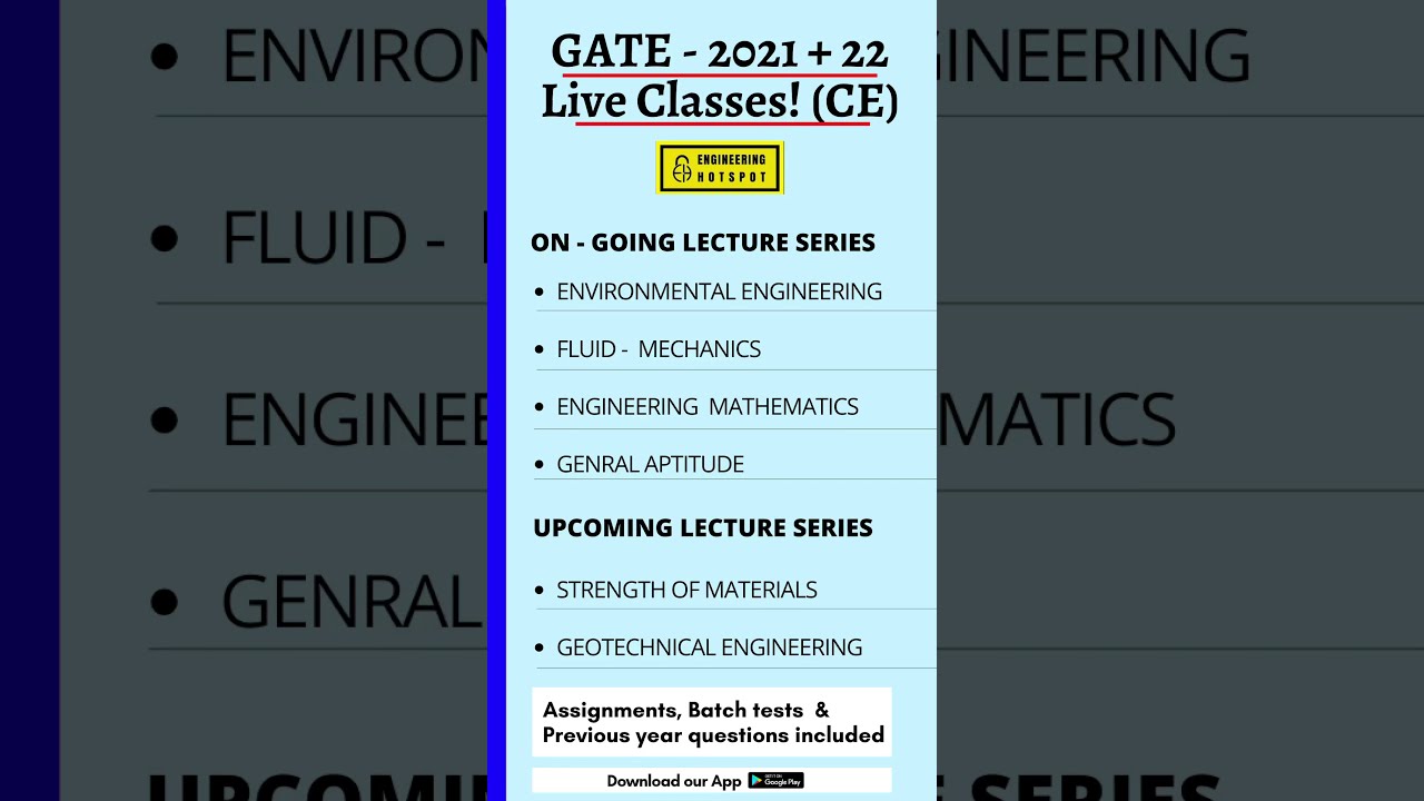 GATE 2021 Civil Engineering Lecture Series | by Harshvardhan and Neelam Shelhawat.