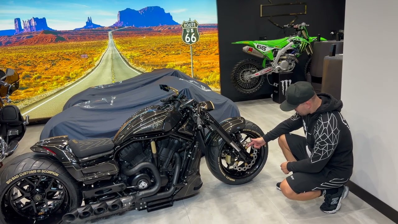 Custom Harley Davidson VROD Scorpion build with real gold
