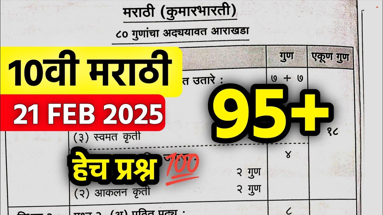 🎯 10th Marathi Board Paper 2025 🔥 10th Marathi Important Questions Maharashtra Board 💥