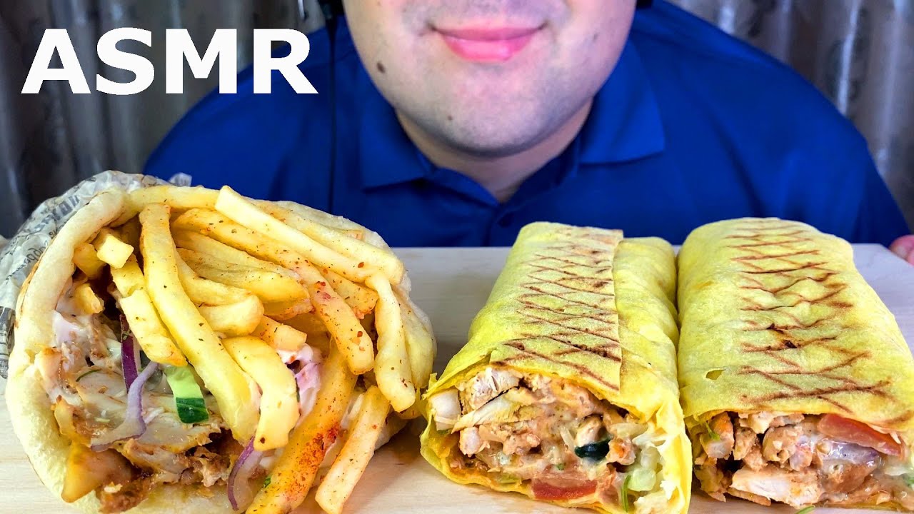 АСМР Греческий гирос пита и шаурма Мукбанг