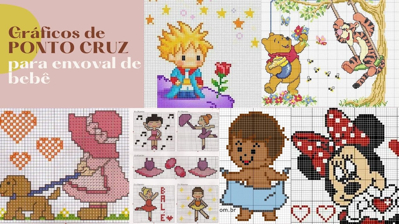 Gráficos LINDOS de PONTO CRUZ para enxoval de BEBÊ MENINA E MENINO ♥