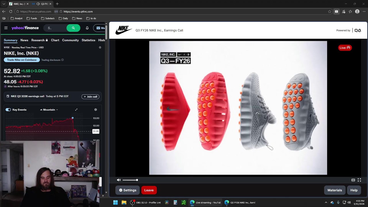 $NKE NIKE STOCK EARNINGS CALL LIVE | $GME GAMESTOP STOCK
