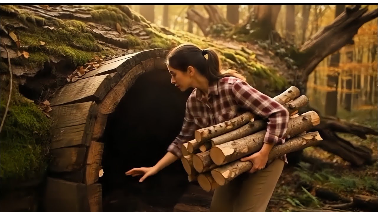 Building  Best Cozy Shelter in a Deep Forest- This female Built a Luxury Bushcraft Shelter in Forest