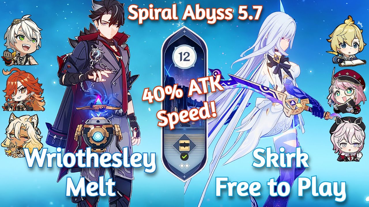 C0 Skirk F2P x C1 Wriothesley Melt - NEW Spiral Abyss 5.7 | Genshin Impact