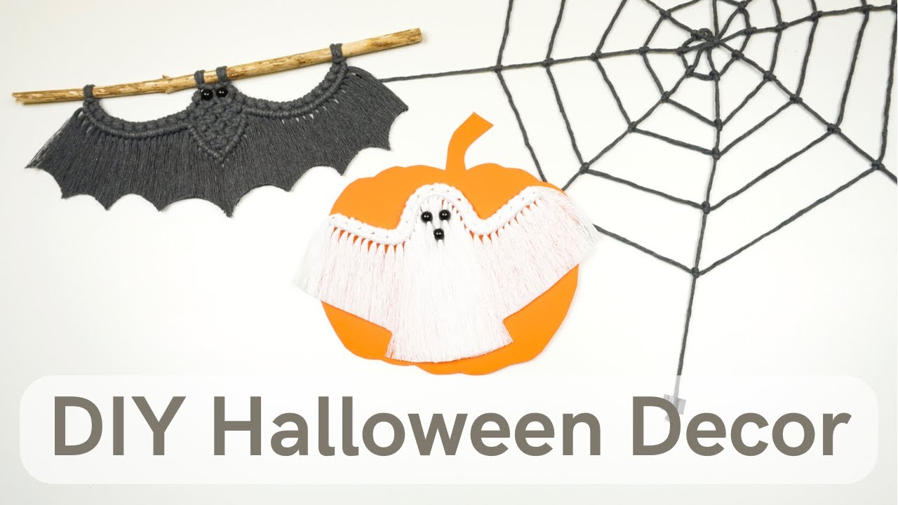 CREATE AN INSANE HALLOWEEN DECOR WITH MACRAME GHOST, SPIDER WEB & BAT