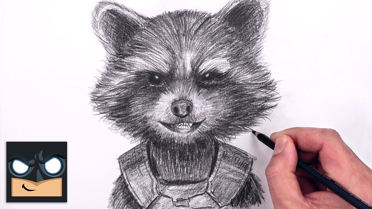 How To Draw Rocket Raccoon | Sketch Art Lesson (Step by Step)