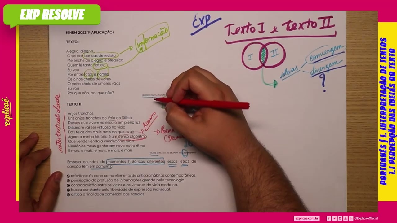 EMBORA ORIUNDAS DE MOMENTOS HISTÓRICOS DIFERENTES, ESSAS (...) | PERCEPÇÃO DAS IDEIAS DO TEXTO