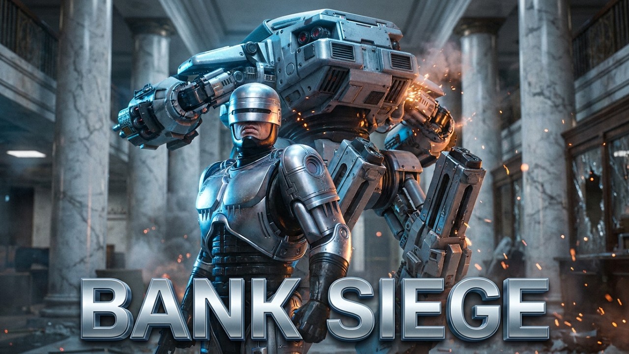 Robocop: Rogue City Murphy Teams Up with ED-209 To Fight creeps in OCP Bank.
