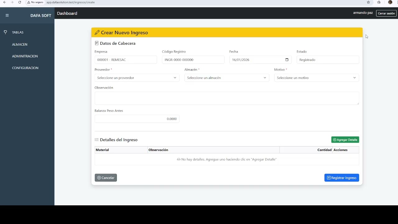DEMO APLICATIVO LOGISTICA