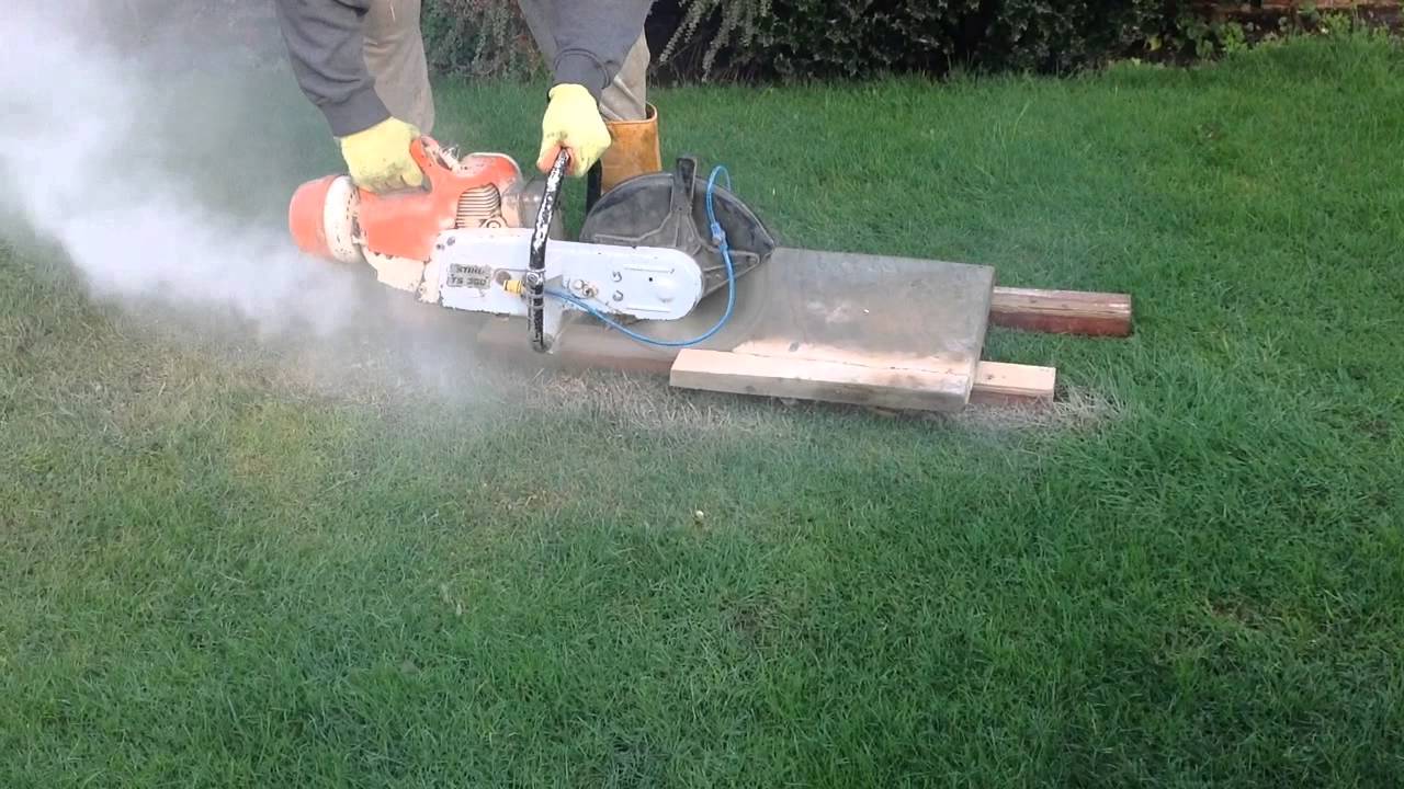 Stihl TS350 cut off saw, dry and wet cutting paving slabs.