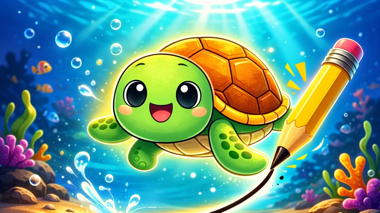 Cute Turtle Drawing for Kids 🐢✨ | Easy Step by Step Tutorial