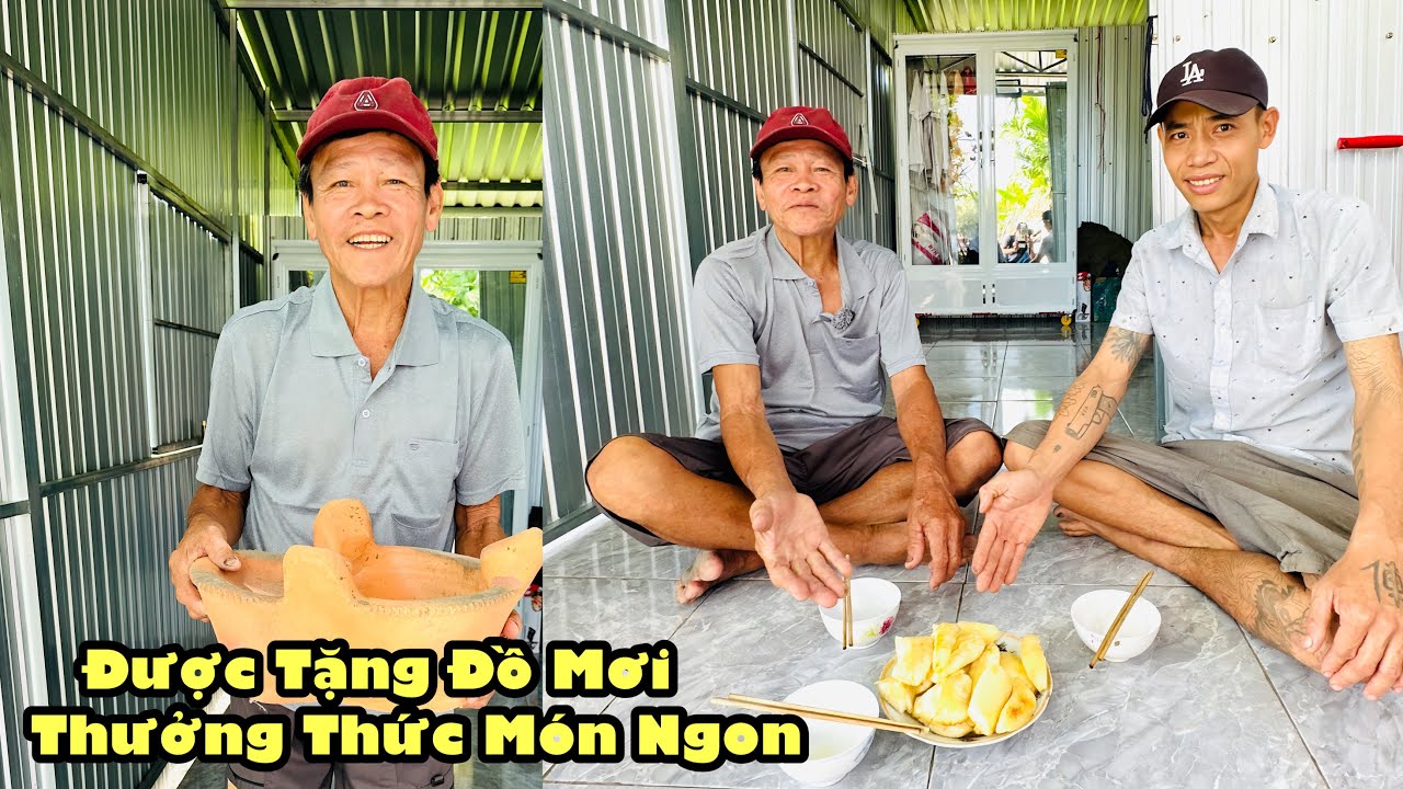 chú giá được tặng lò quần áo đẹp để đi thăm em còn được chung xuống luộc khoai mì nước dừa rất ngon 