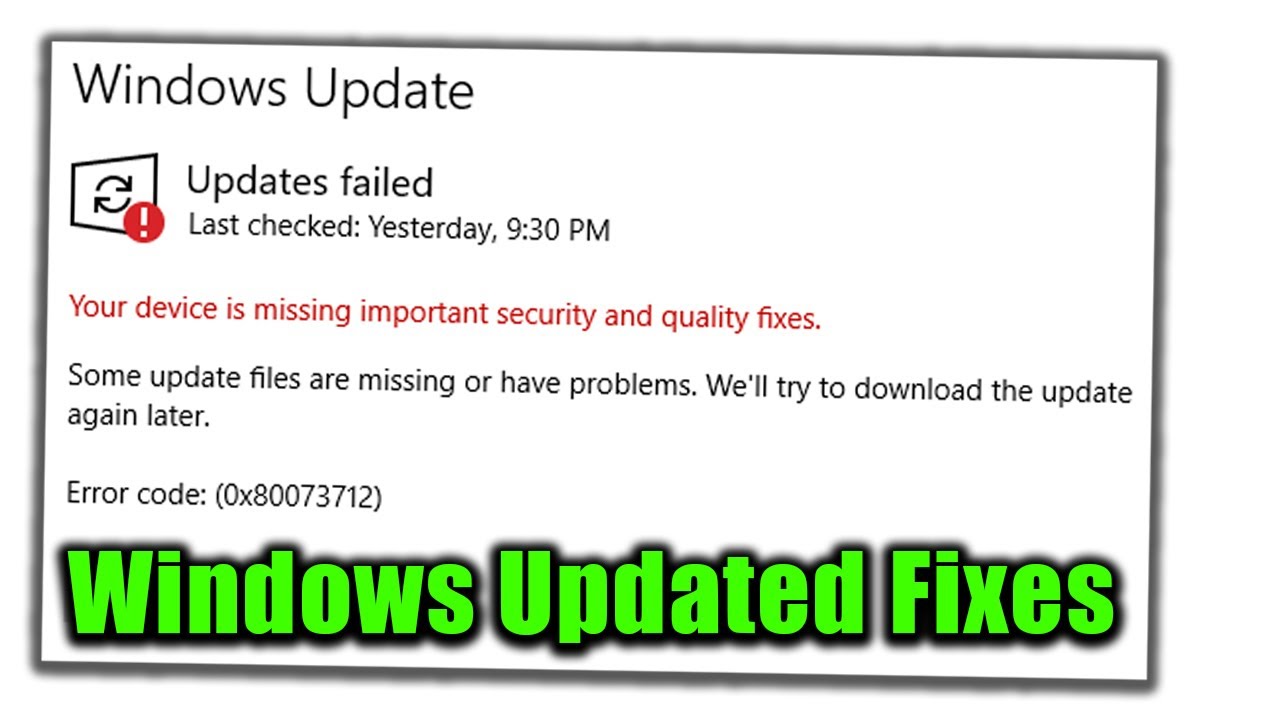 windows 10 update error your device is missing important security and quality fixes