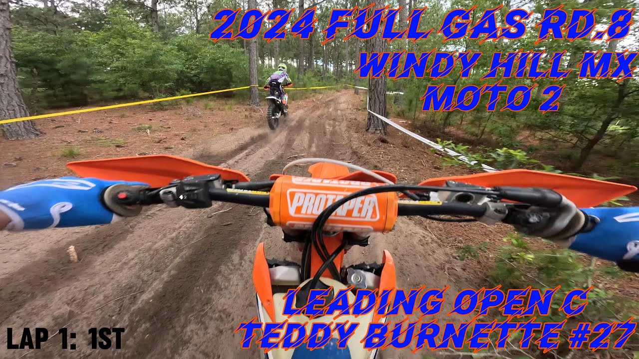 2024 Full Gas rd.8 Windy Hill MX Moto 2 | Another Flag to Flag Win in Open C! | Teddy Burnette