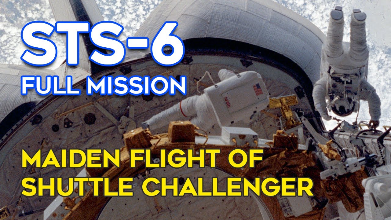 STS-6 Full Mission - Launch, Satellite Deployment, Landing, EVA, Astronaut, Challenger, Documentary