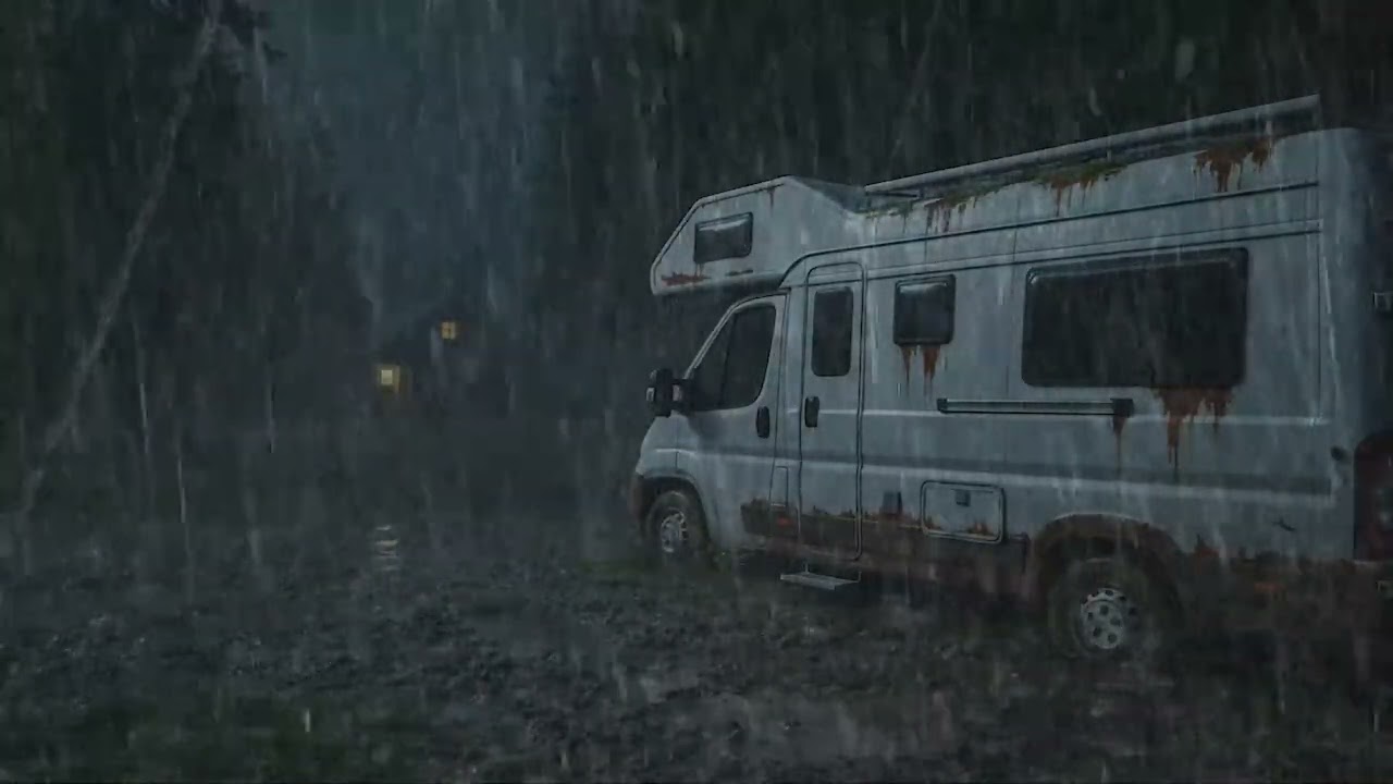 Close Your Eyes & Sleep 😴🌧️ | Forest Rainstorm Inside a Long-Abandoned Campervan 🚐⚡