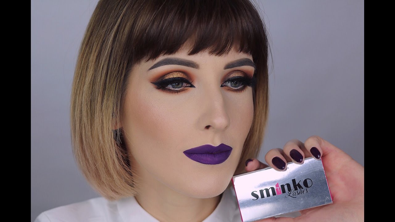 *Ciepłe brązowe smokey eyes i fioletowe usta* Zoeva Caramel Melange, Cocoa Blend, Inglot, Sminko.pl