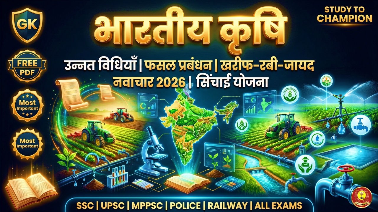 भारतीय कृषि फसलें  | Indian Agriculture Crops Questions |GK/GS|UPSC|SSC |Railway |Group D|Police