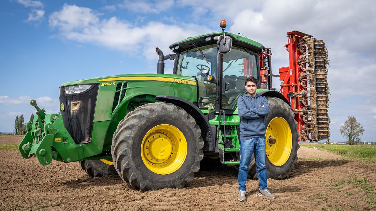 IN CAMPO CON IL JOHN DEERE 8R + Erpice Rotante Forigo FR200 | Affinamento Terreno - TractorVlog #73