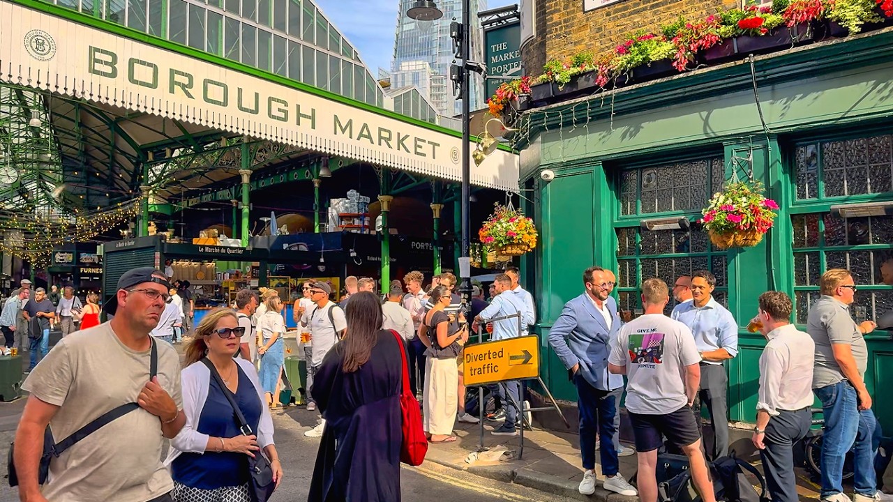 London, UK 🇬🇧 South Bank to Borough Market & Tower Bridge - Summer Walk Tour · 4K HDR