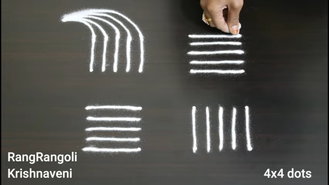 Dhanurmasam Muggulu🌺4x4 dots Sankranthi Muggulu🌺Easy Padi Kolam🌺RangRangoli Krishnaveni