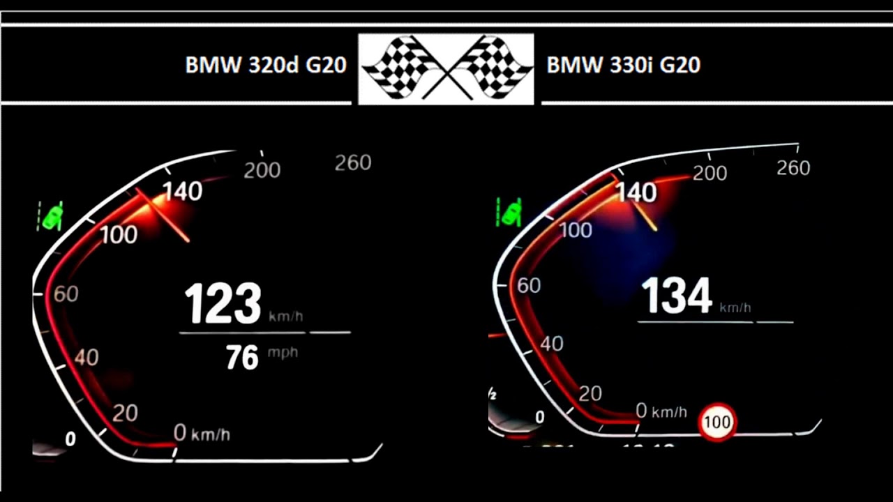 BMW 320d G20 VS. BMW 330i G20 - Acceleration 0-100km/h