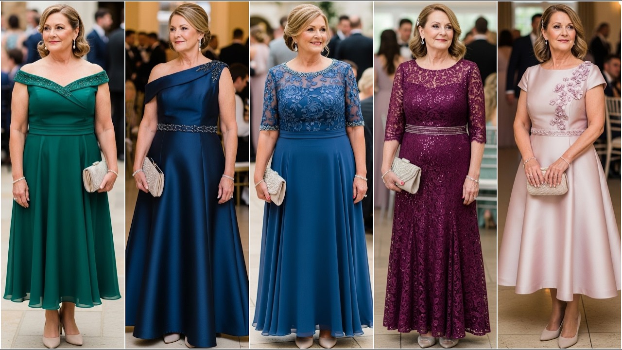Элегантные платья-трапеции для матери жениха: подходящие модели для свадьбы 2026 года.