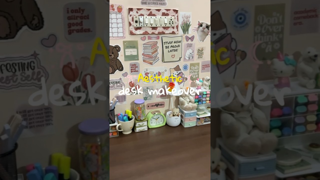 Aesthetic Desk Makeover ✨💗 organising and cleaning | Singh Shagun #shorts #desksetup #organisation