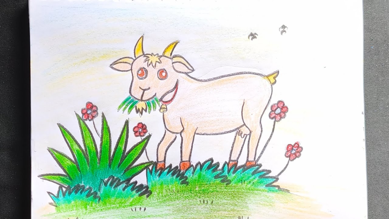 Cute Goat Drawing Step by Step 🐐|| Easy Animal Scenery Art Tutorial #goatdrawing  #drawingtutorial 