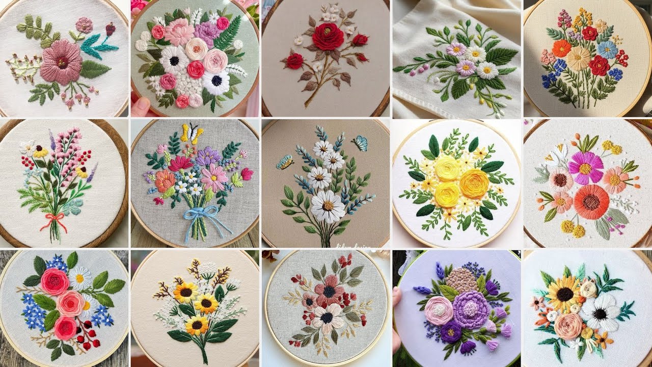 Beautiful floral hand embroidery design ideas | RF Handcraft 