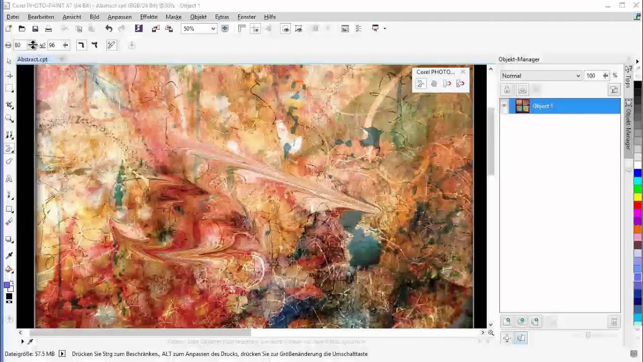 Hilfsmittel 'Pinsel' und 'Flüssig' in Corel® PHOTO PAINT™