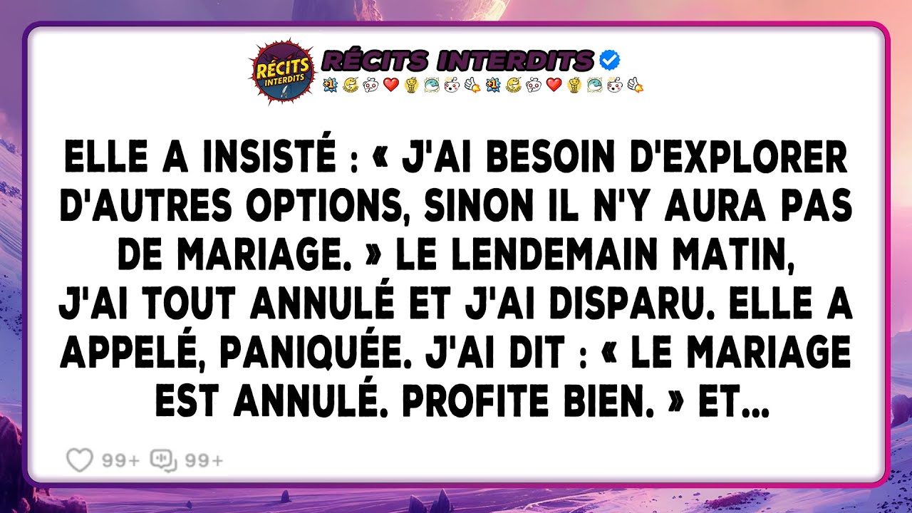 Elle A Insisté : « J'ai Besoin D'explorer D'autres Options, Sinon Il N'y Aura Pas De Mariage. »...
