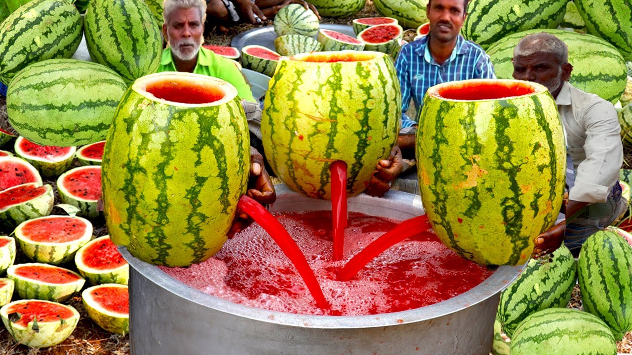 WATERMELON JUICE | 200 KG Watermelon Juice prepared by my uncle | food fun village