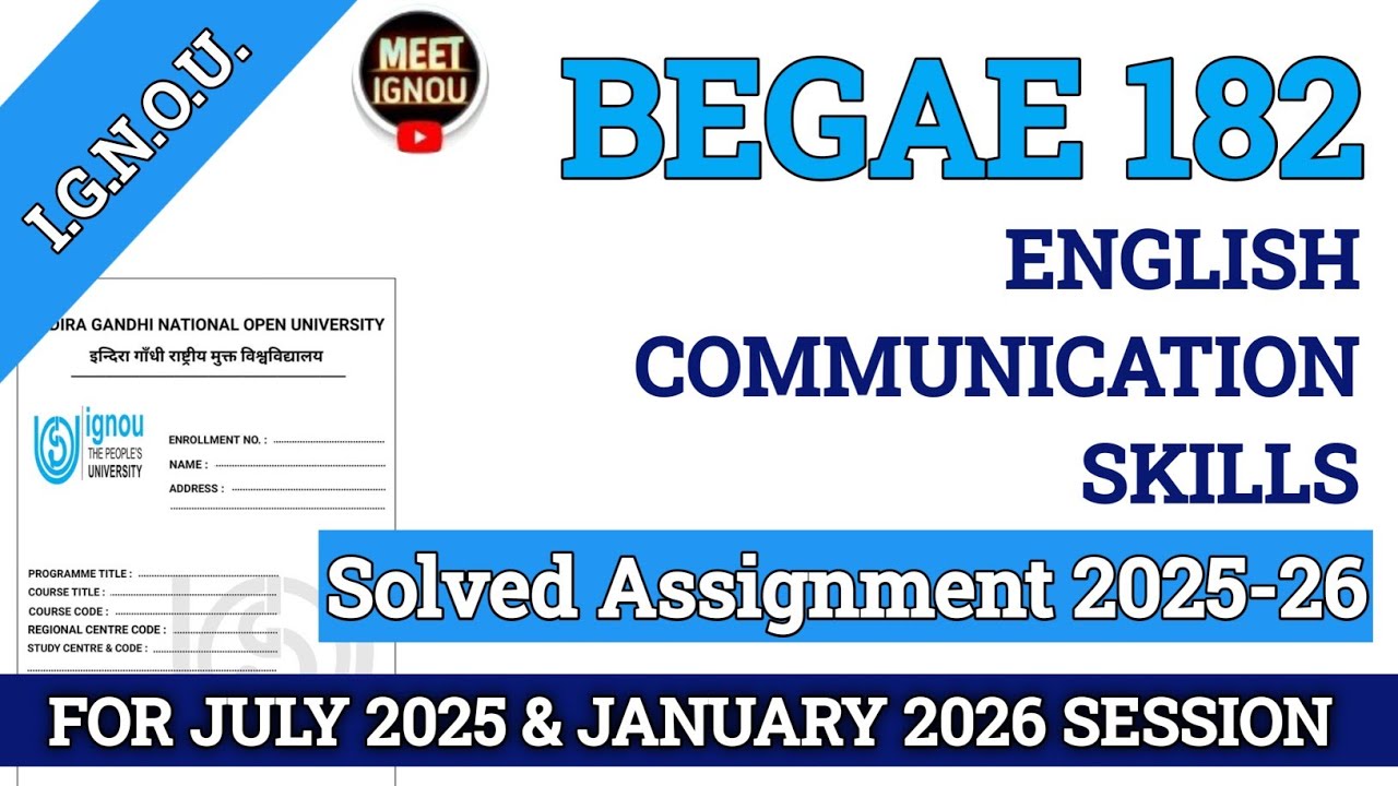 Begae 182 Solved Assignment 2025-26 // English Communication Skills // #begae182 #begae182_ignou 