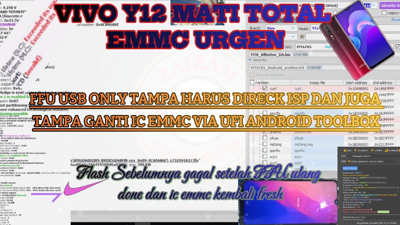 FFU USB ONLY VIVO Y12 MATI TOTAL FLASH FAILED VIA UFI ANDROID TOOLBOX DONE EMMC KEMBALI FRESH