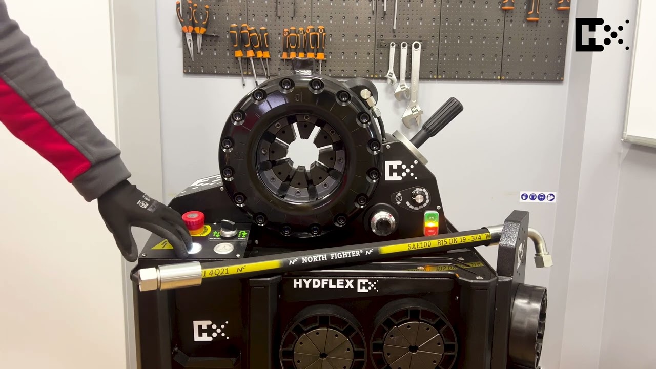 HYDFLEX NF50A Процесс обжима прессом для гидравлических шлангов
