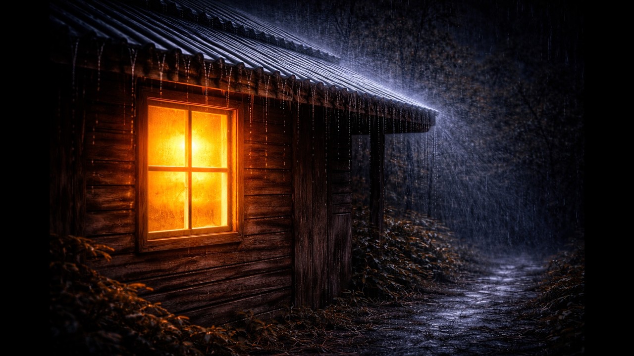 Heavy Rain Sounds on Cabin Roof with Distant Thunder (3 Hours) | Rain Sounds for Sleep & Relaxation