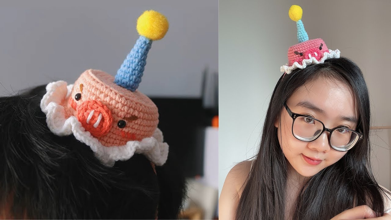 Crochet a Brithday Party Hat 🎁🎉Móc mũ sinh nhật mini siêu cưng- 🎁Gợi ý quà sinh nhật