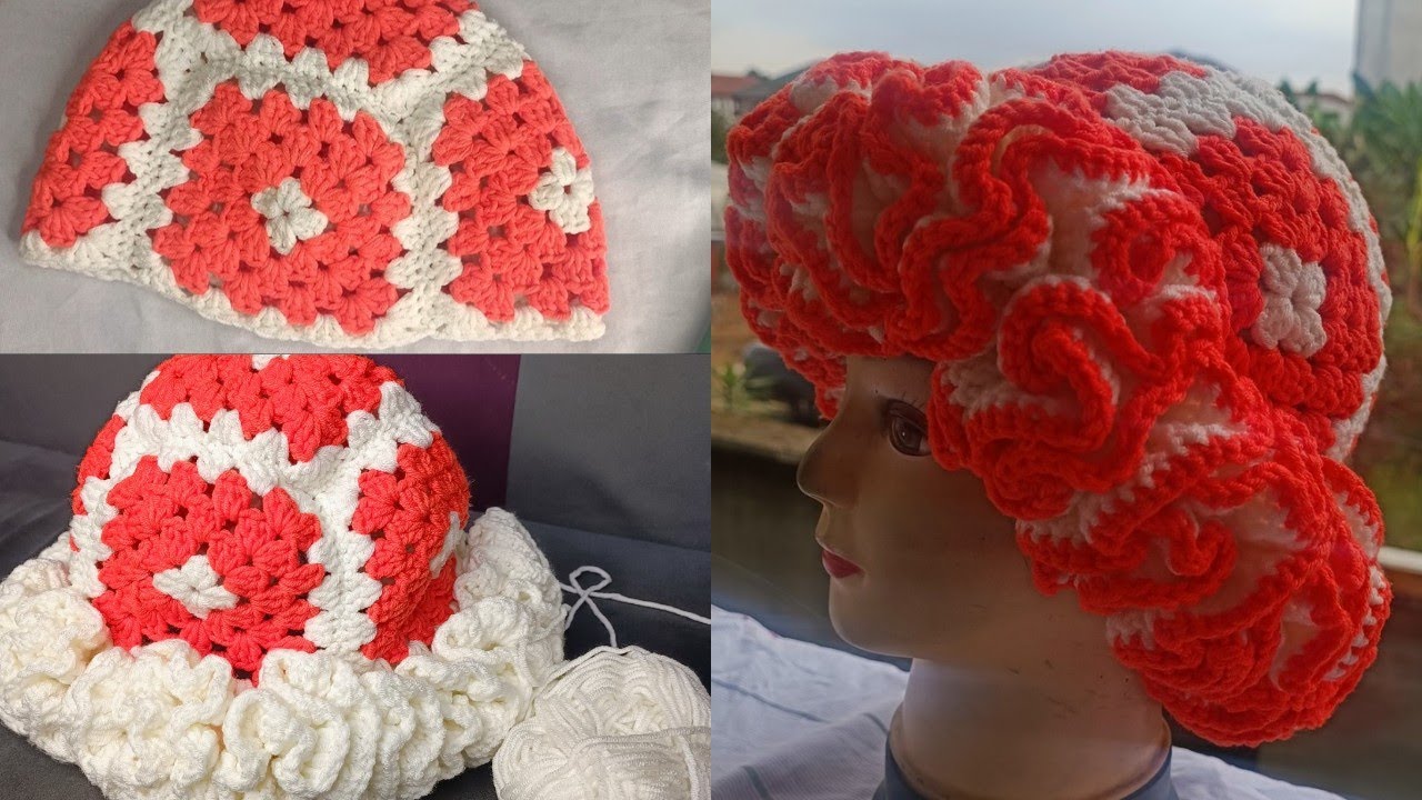 How To Crochet A Granny Square Ruffle Hat//Beginner Friendly Crochet Tutorial #rufflehat #crochet