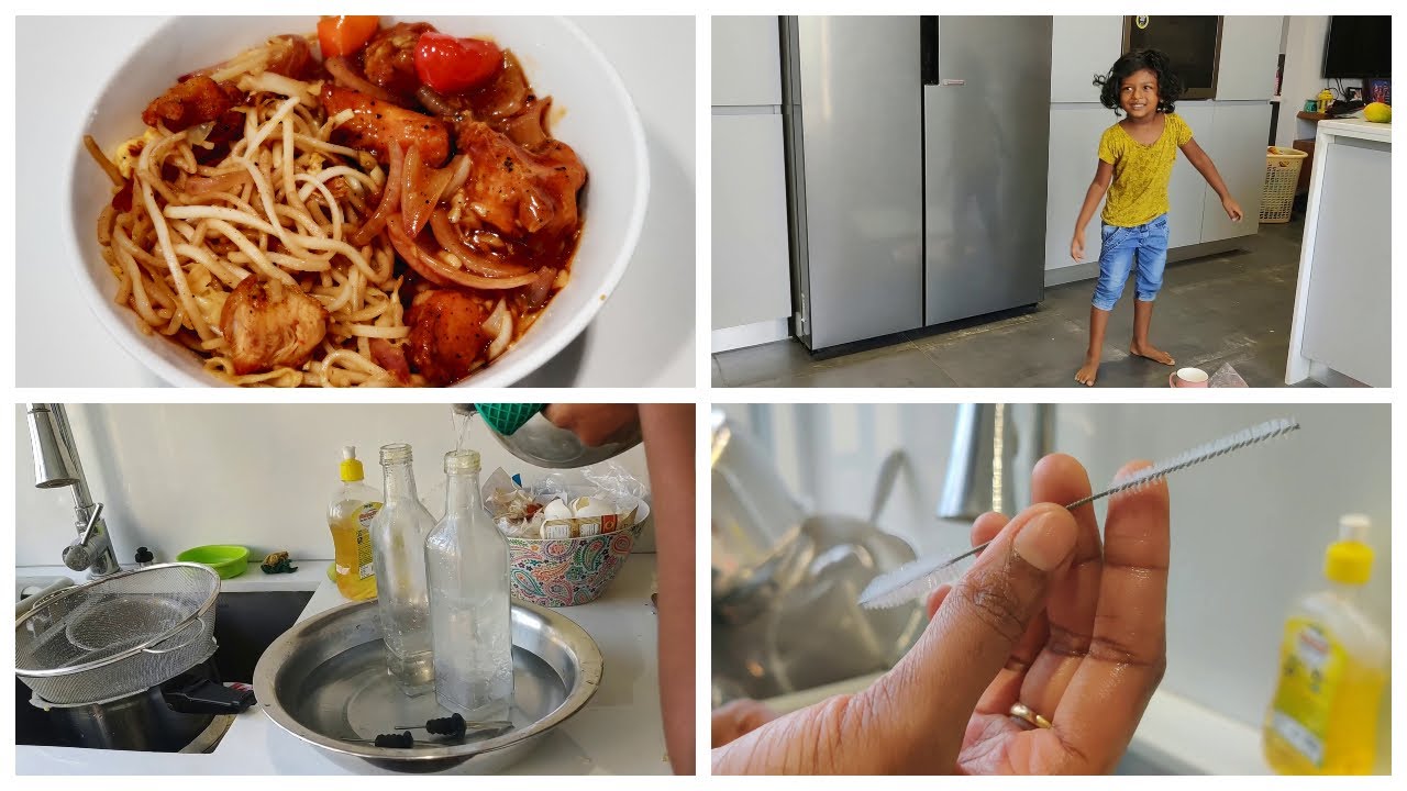 I was craving for this /Chicken noodles and chilli chicken recipe/How to clean oil containers/