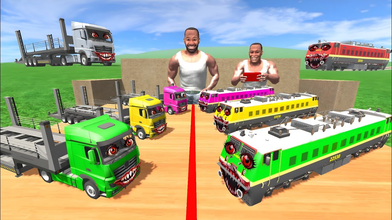 Tiny Colourful Innova Truck vs Tiny Colourful Train in Indian Bikes Driving 3d