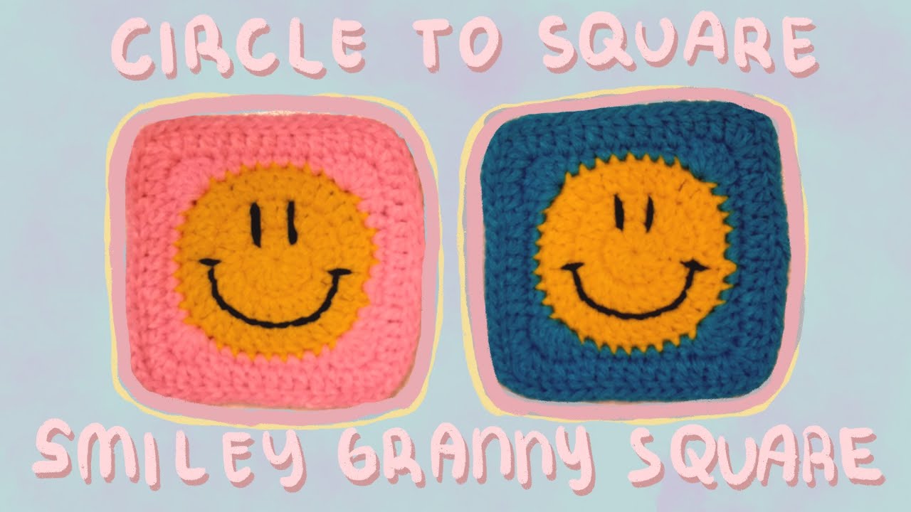 Crochet Circle to Granny Square | Smiley Granny Square | CROCHET TUTORIAL